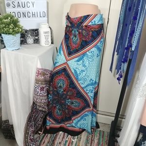 USA Made • Stilletos • Vacation Fun Funky maxi gorgeous boho printed skirt L/XL